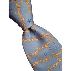 Pineda Covalin Mexico Silk Tie Light Blue Orange Fish Estrella Marina Star Fish